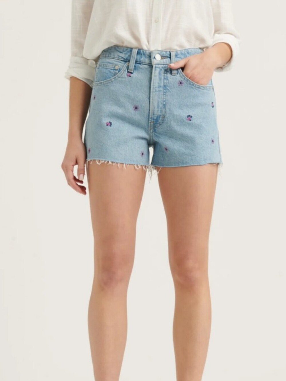 Lucky Brand Light Blue Embroidered Denim Shorts
